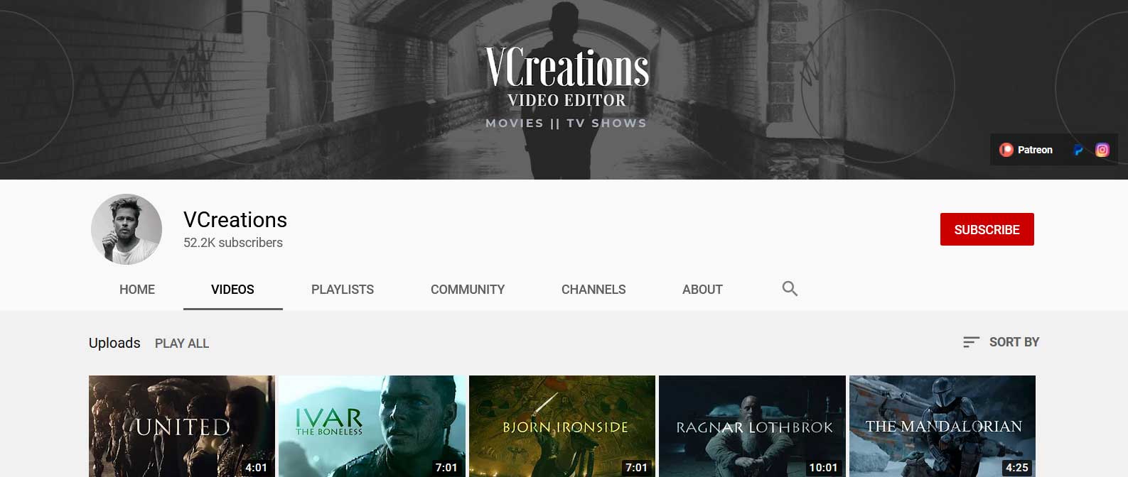 VCreations youtube page