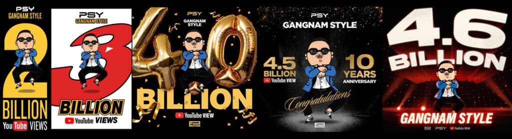 gangnam style youtube views 2 to 4 billions