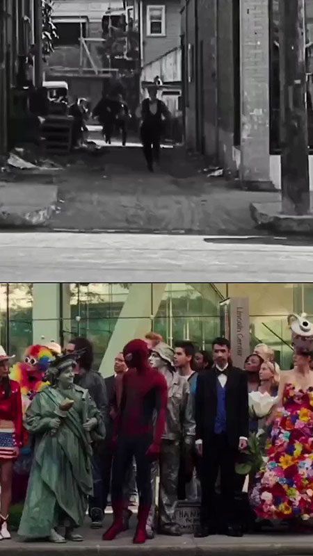 The amazing Spider-Man paying homage to the amazing Buster Keaton